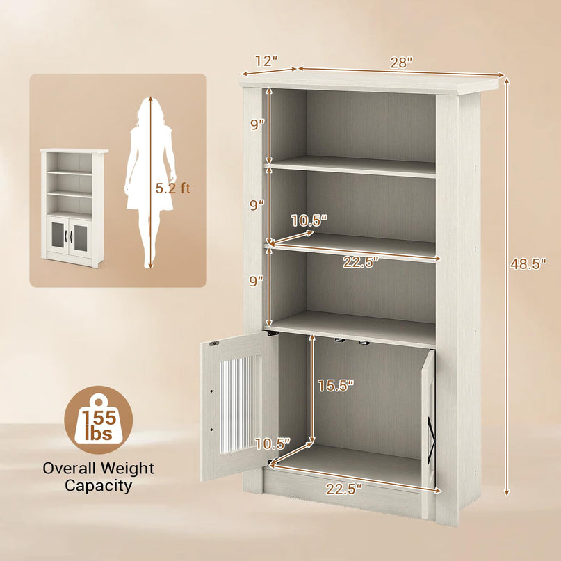 GIANTEX 48.5" Tall Modern Bookshelf with Cabinet