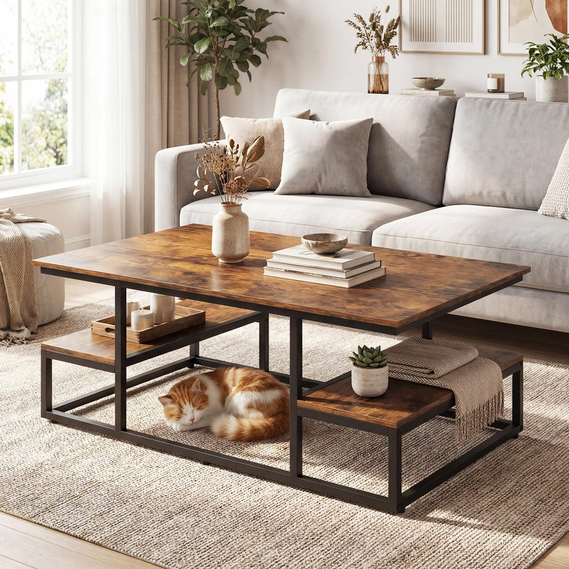 Giantex 43" Rectangular Modern Coffee Table with Storage