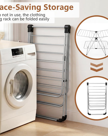 Giantex Foldable Clothes Drying Rack 2-Tier Aluminum Laundry Drying Rack