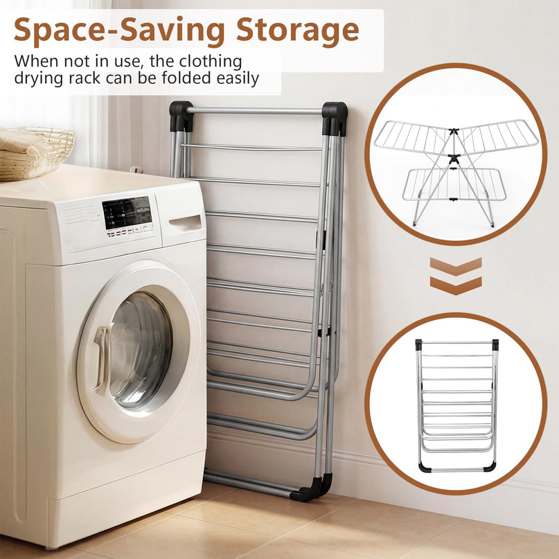 Giantex Foldable Clothes Drying Rack 2-Tier Aluminum Laundry Drying Rack