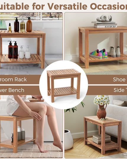 24 Inch Waterproof Bathroom Spa Bathing Seat Foot Rest Entryway Bench