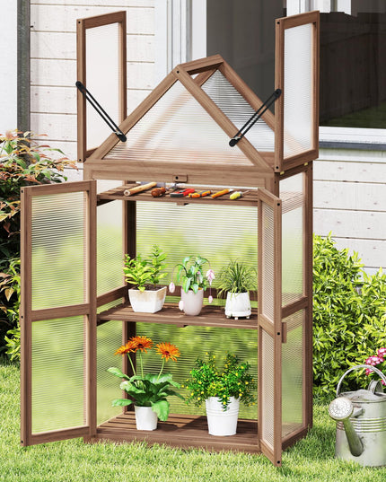 Giantex Garden Cold Frame  Mini Greenhouse Storage Shelves