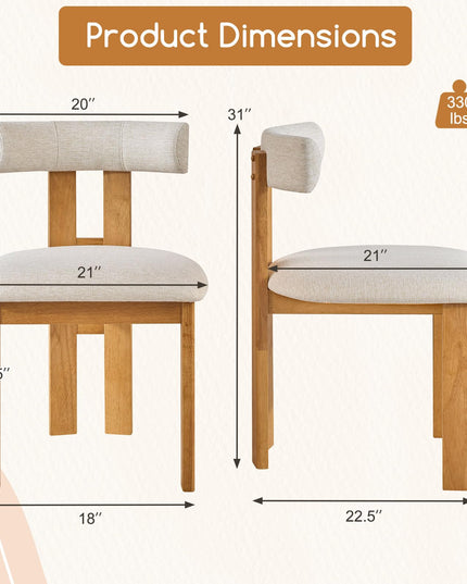 Giantex Modern Upholstered Accent Side Chairs with Curved Backrest