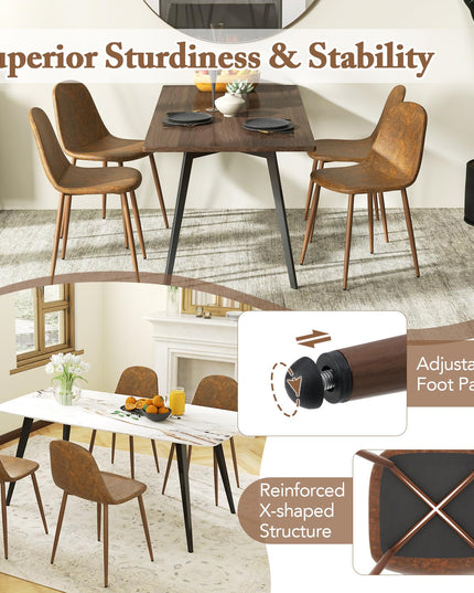 Giantex Upholstered Dining Chairs Set of 4 | Mid-Century Modern Leisure Armless Chairs