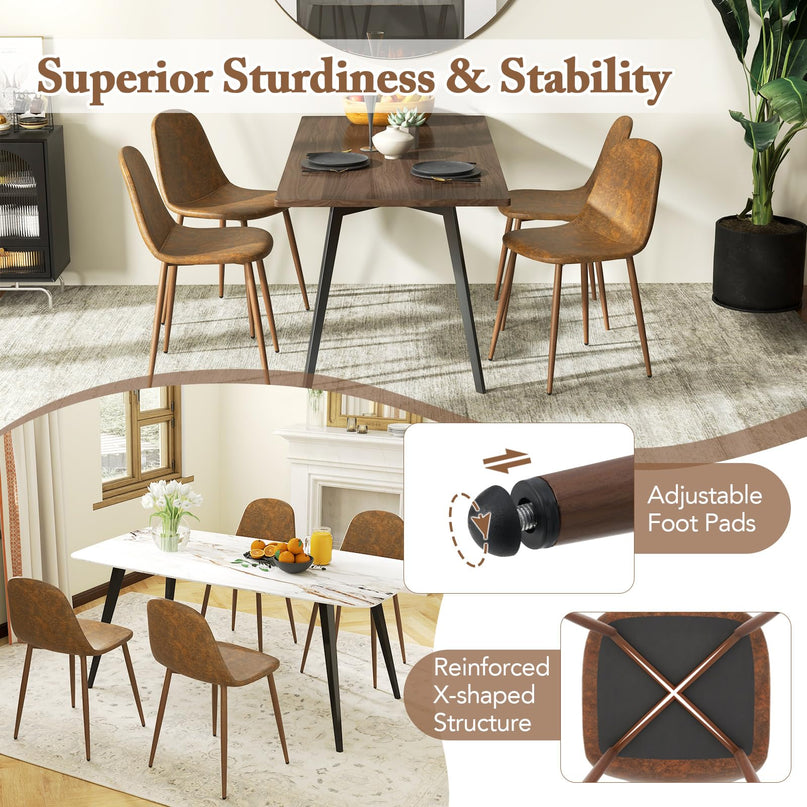 Giantex Upholstered Dining Chairs Set of 4 | Mid-Century Modern Leisure Armless Chairs