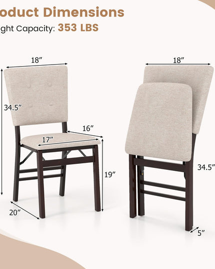 Giantex Folding Dining Chairs Set of 2/4 Armless Kitchen Chair