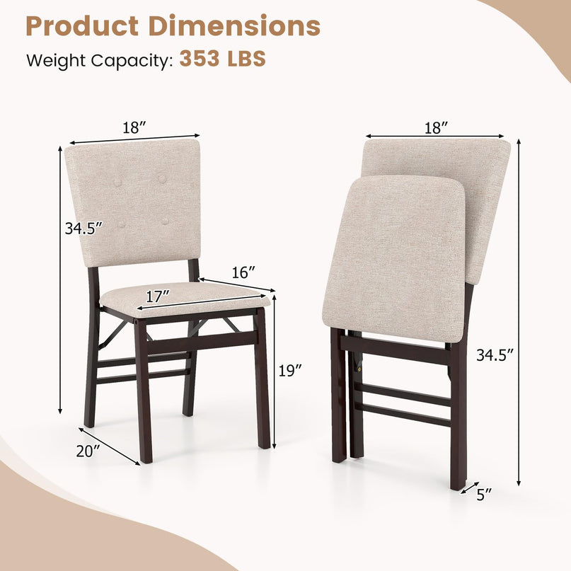 Giantex Folding Dining Chairs Set of 2/4 Armless Kitchen Chair