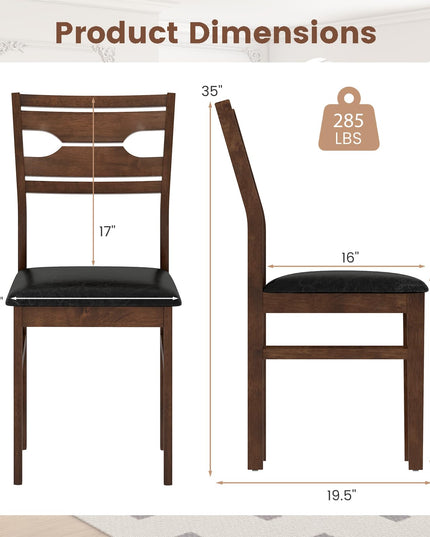 Giantex Wooden Dining Chairs Set of 2/4 PU Leather Upholstered Kitchen Armless Chair