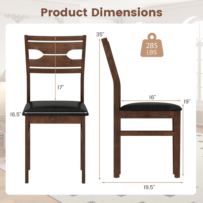 Giantex Wooden Dining Chairs Set of 2/4 PU Leather Upholstered Kitchen Armless Chair