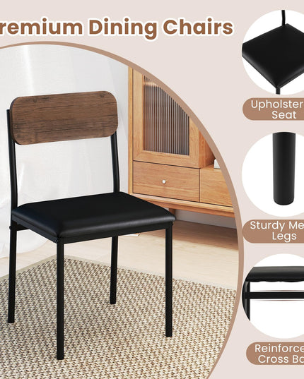 Giantex  43.5" Round Kitchen Table and 4 Upholstered Dining Chairs with Drop Leaf Tabletop