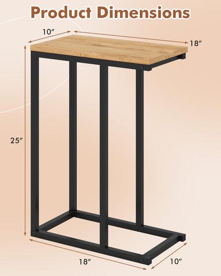 Table d'appoint en C Giantex avec cadre métallique et plateau spacieux, lot de 1/2