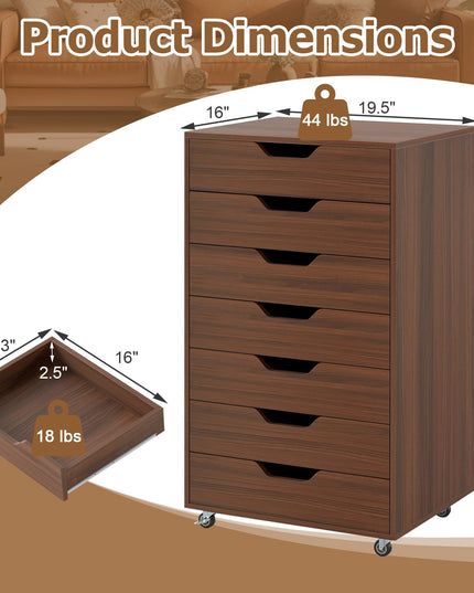 Meuble de rangement Giantex à 7 tiroirs avec 4 roulettes universelles