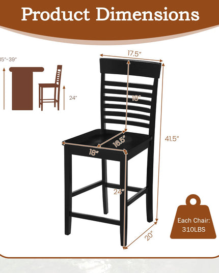 Giantex Lot de 2/4 chaises de salle à manger avec repose-pieds et cadre en bois massif