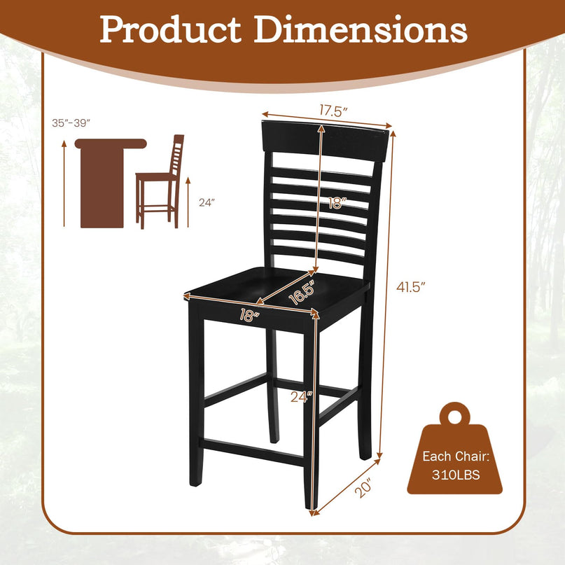 Giantex Lot de 2/4 chaises de salle à manger avec repose-pieds et cadre en bois massif