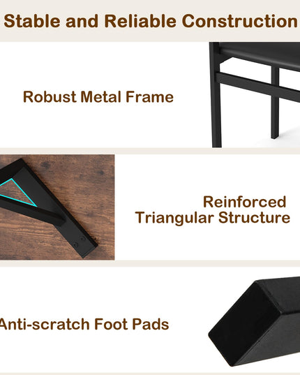 Giantex Industrial Kitchen Table and 4 PU Leather Upholstered Chairs with Metal Leg