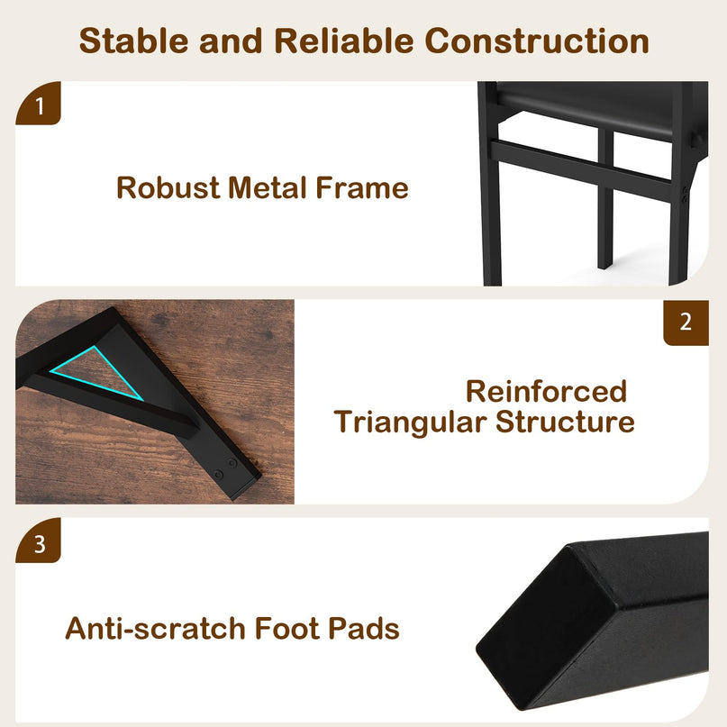 Giantex Industrial Kitchen Table and 4 PU Leather Upholstered Chairs with Metal Leg