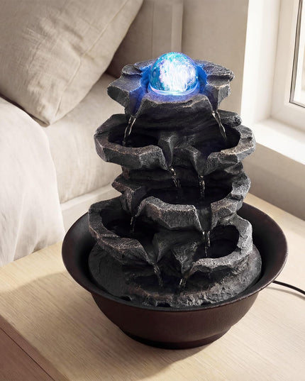 Giantex Stacked Rock Cascade Tabletop Water Fountain for Office Home Relaxation