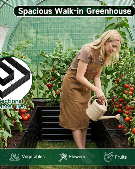 6.5 x 6.5 Ft Walk-in Greenhouse with Raised Garden Bed