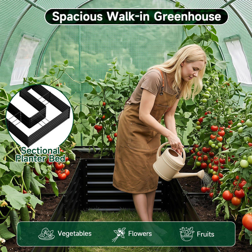 6.5 x 6.5 Ft Walk-in Greenhouse with Raised Garden Bed