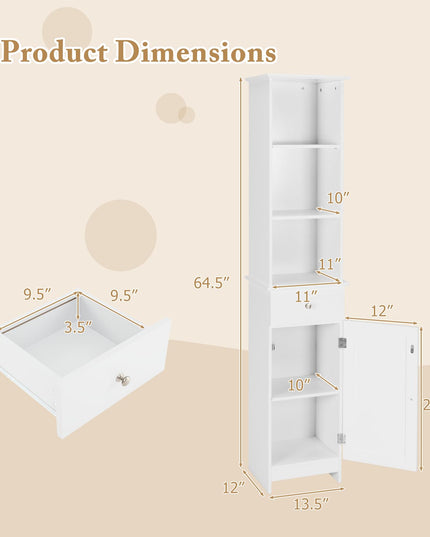 Giantex Narrow Floor Storage Cabinet with Adjustable Shelves