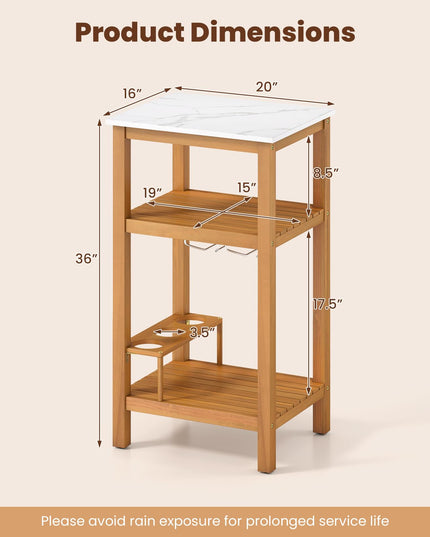 Giantex Acacia Wood Outdoor Side Table(Without Drawer)