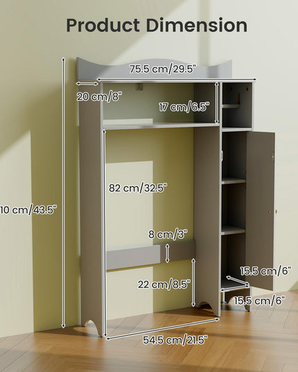 Giantex Over-The-Toilet Storage Cabinet, Bathroom Freestanding Space Saver with 1-Door Side Storage Cabinet & Paper Holder