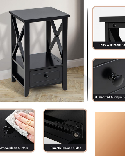 Lot de tables de chevet Giantex Modern X-Design
