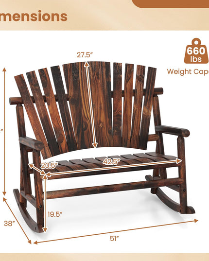 Giantex 1/2 Pcs Outdoor Wooden Rocking Bench（51”x38”x46”）