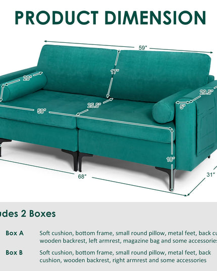 Giantex 68" Modern Loveseat, 2-Seater Sofa Couch