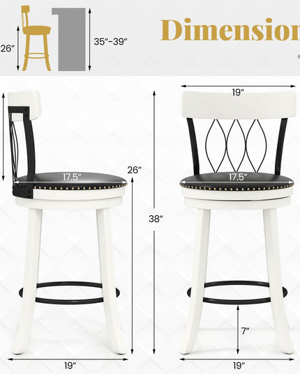 Giantex Bar Stools Set of 2/4 with Footrest for Kitchen Island & Pub