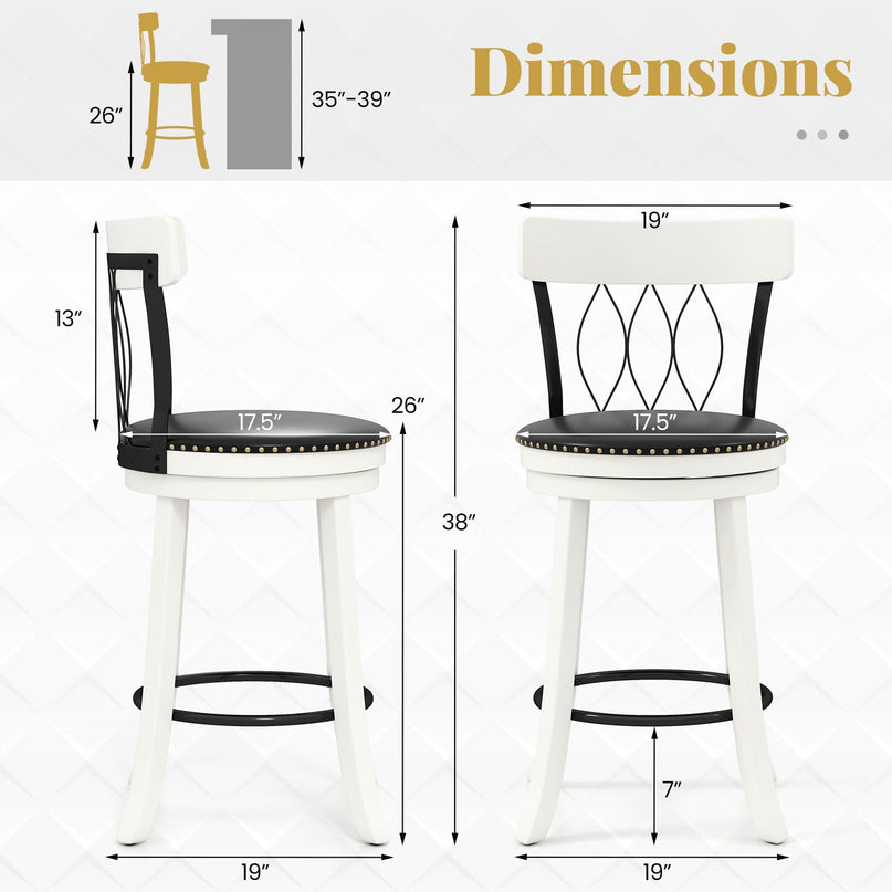 Giantex Bar Stools Set of 2/4 with Footrest for Kitchen Island & Pub
