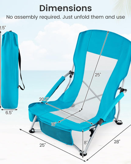 Giantex 2 Pack Folding Beach Chairs for Adults Portable Lightweight Camping Chairs Set of 2