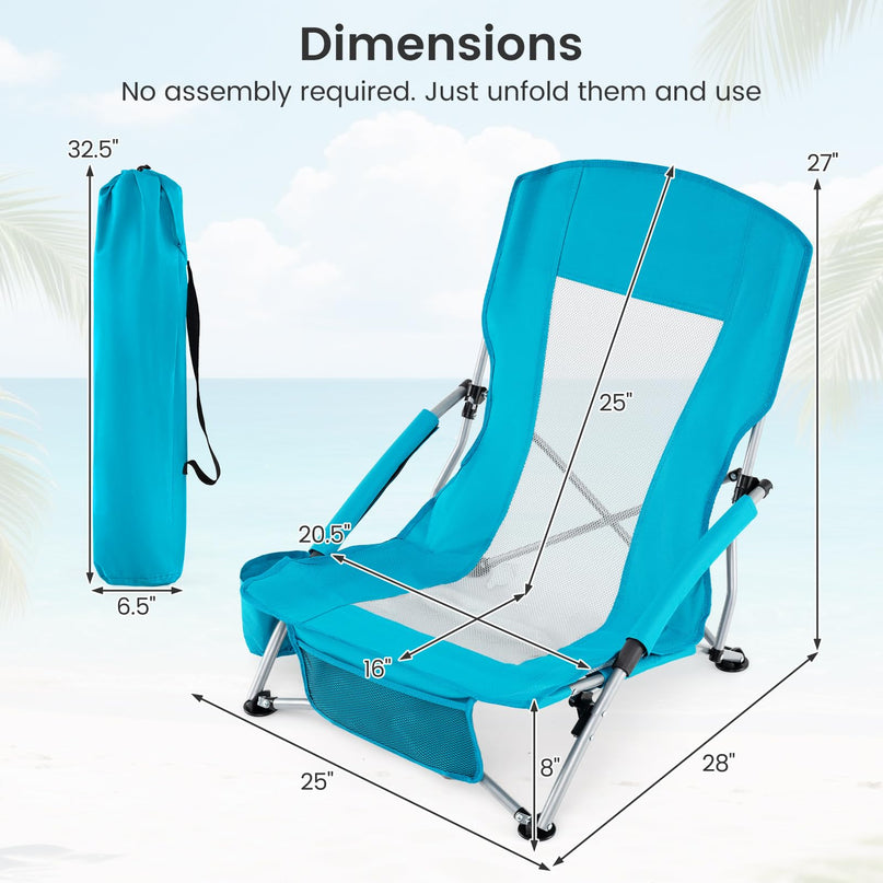 Giantex 2 Pack Folding Beach Chairs for Adults Portable Lightweight Camping Chairs Set of 2