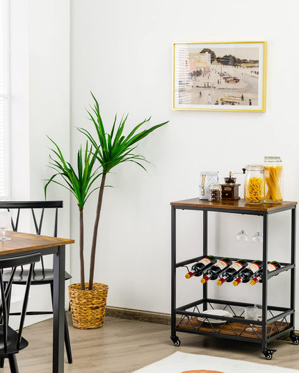 3-Tier Rolling Kitchen Island Cart Industrial Style Trolley Serving Cart