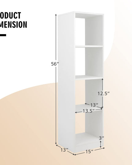 Giantex 56” Tall Bookcase, 4-Cube Bookshelf with 4 Anti-Tipping Kits