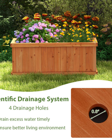 Giantex 31”x14”x12” Wooden Elevated Planter Box with 4 Drainage Holes & Detachable Bottom Panels