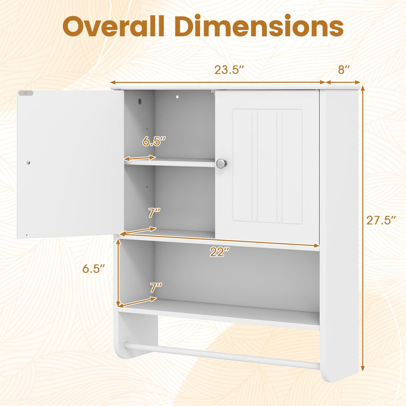 Giantex Bathroom Wall Medicine Cabinet with Towel Bar & Adjustable Shelf