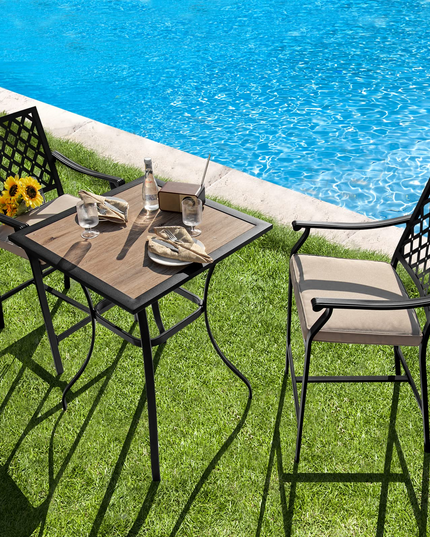 Set of 2 or 4 Patio Bar Chairs Outdoor High Chairs with Cushion Metal Bistro Stool