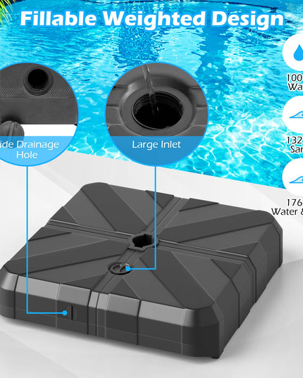 Giantex Fillbale Offset Patio Umbrella Base - Heavy Duty HDPE Cantilever Umbrella Stand