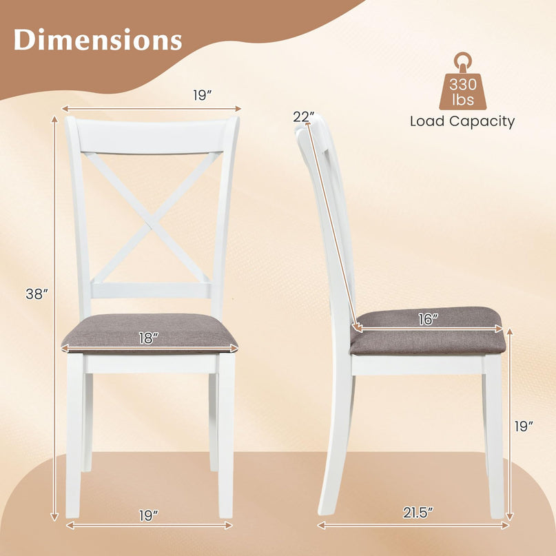 Giantex Rubber Wood Dining Room Chairs with Comfortable Backrest & Padded Seat