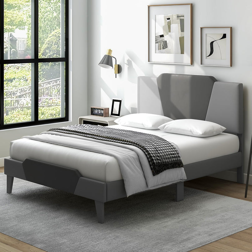 Giantex Velvet Upholstered Bed Frame with Headboard