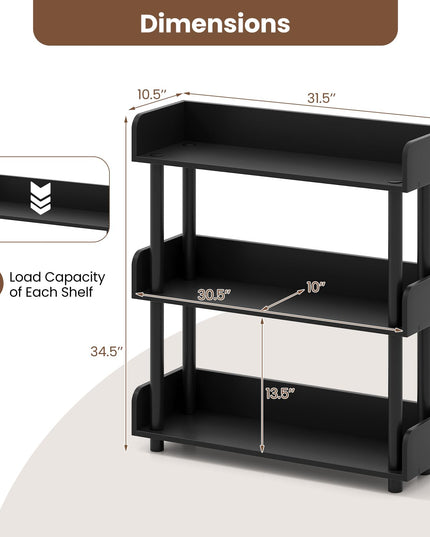 Giantex Étagère à livres à 3 niveaux | Unité de rayonnage autoportante pour salon, chambre à coucher, bureau