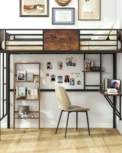 Giantex Twin Loft Bed with Desk - Heavy-Duty Metal Bed Frame