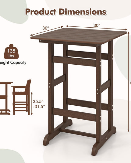 Giantex  42" Height HDPE Square Pub Table