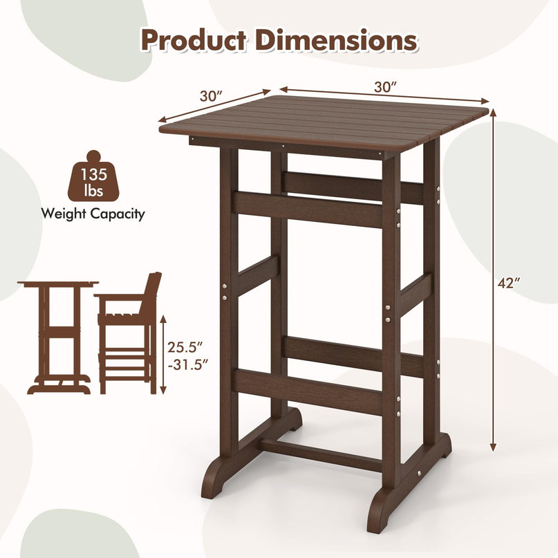 Giantex  42" Height HDPE Square Pub Table