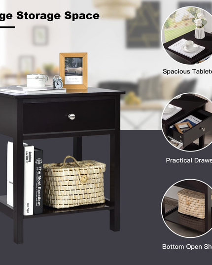Multifunctional Bedside Sofa Side Table, Accent Home Furniture w/Stable Frame