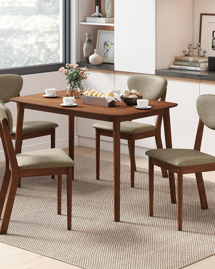 GIANTEX 5-Piece Dining Set for 4 with Rectangular Table & Fabric Chairs for Living Room