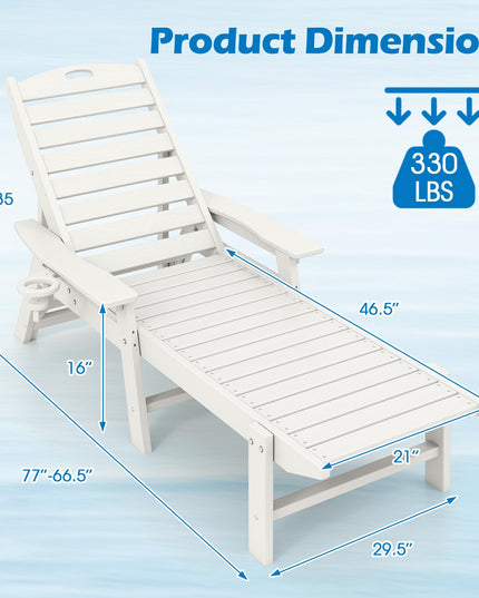 Giantex Lounge Chair Outdoor, Oversized Chaise Lounge Chair with 4-Position Backrest
