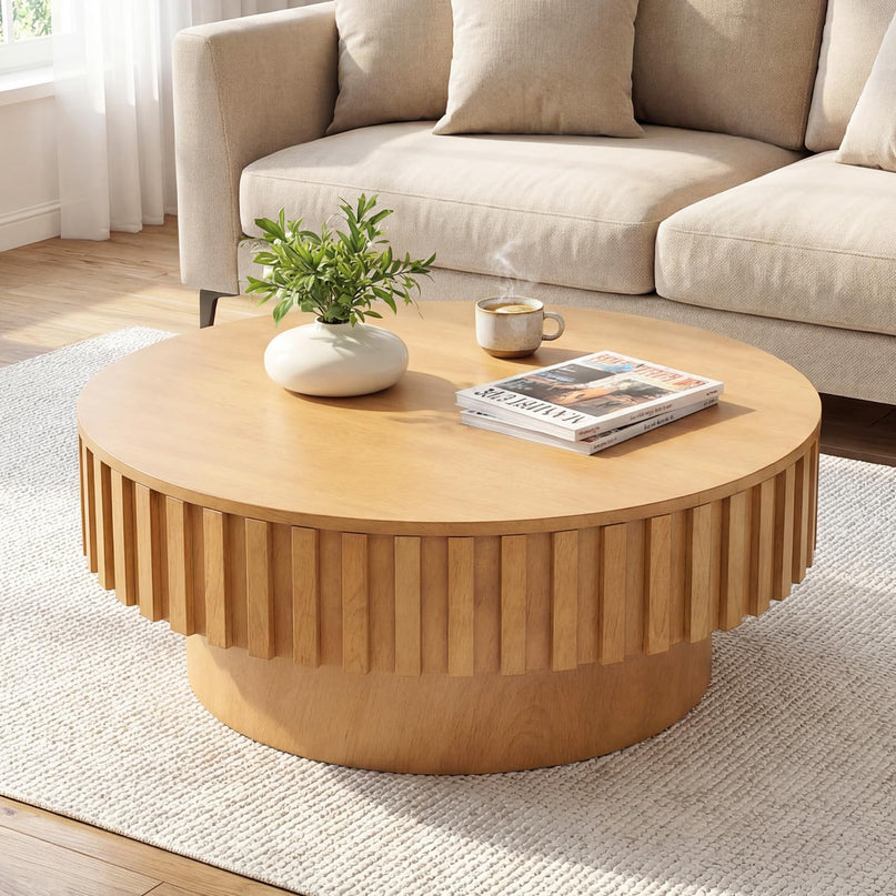 Table basse ronde Giantex avec rangement pour petits espaces de salon
