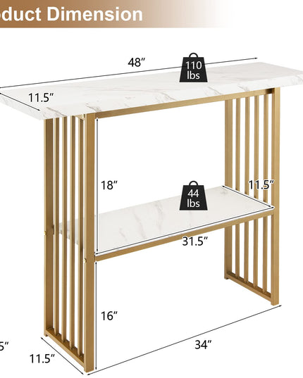 Giantex Console Table Sofa Table - 48" Faux Marble Entryway Table